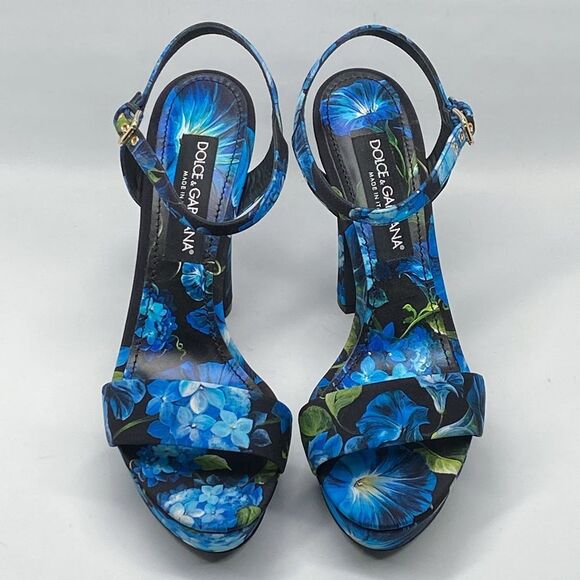 Dolce & Gabbana floral-print gabardine platform sandals size 40 - Picture 3 of 15